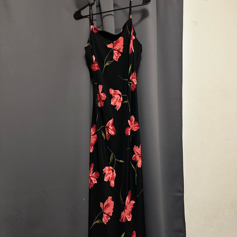 Floral Black and Red Women's Dress